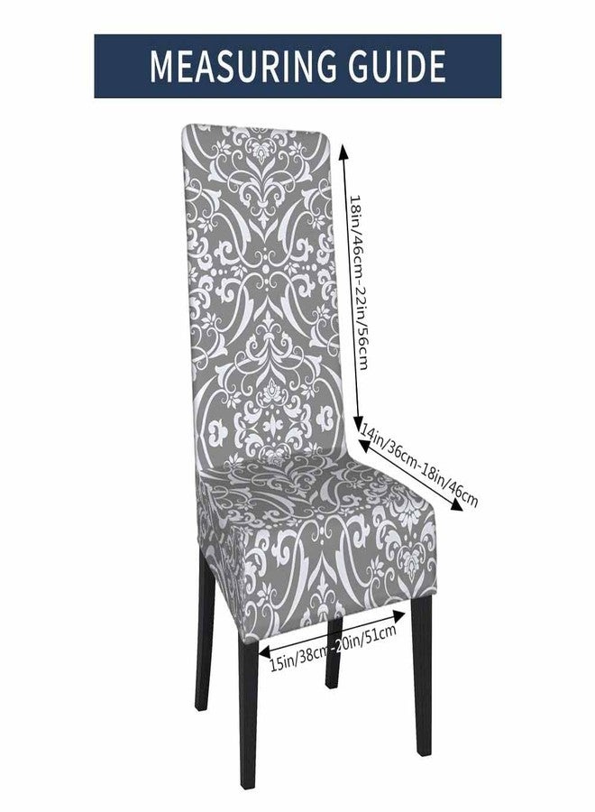 Numland 1 Pack Luxury Damask Texture Dining Room Chair Covers Royal Elegant Floral Pattern Modern Ornament Short Stretchable Polyester Removable Washable for Home Restaurant Banquet - Image 4